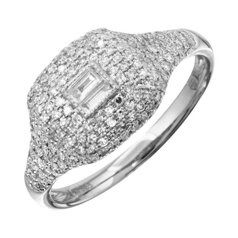 14K Gold Micro Pave Signet Diamond Ring - Rings - Izakov Diamonds + Fine Jewelry