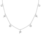 14K Gold Micro Pave Star + Round Bezel Diamond Dangling Necklace White Gold Izakov Diamonds + Fine Jewelry