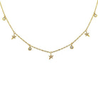 14K Gold Micro Pave Star + Round Bezel Diamond Dangling Necklace - Necklaces - Izakov Diamonds + Fine Jewelry