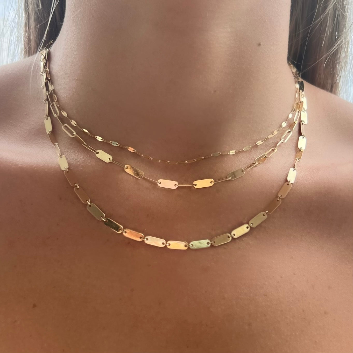 14K Gold Mirror Bean Link Chain Necklace 16" / Yellow Gold Izakov Diamonds + Fine Jewelry