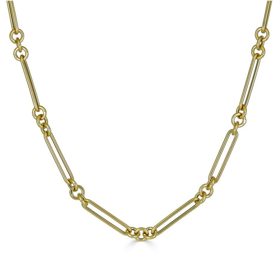 14K Gold Mixed Clip Link Chain Necklace - Necklaces - Izakov Diamonds + Fine Jewelry