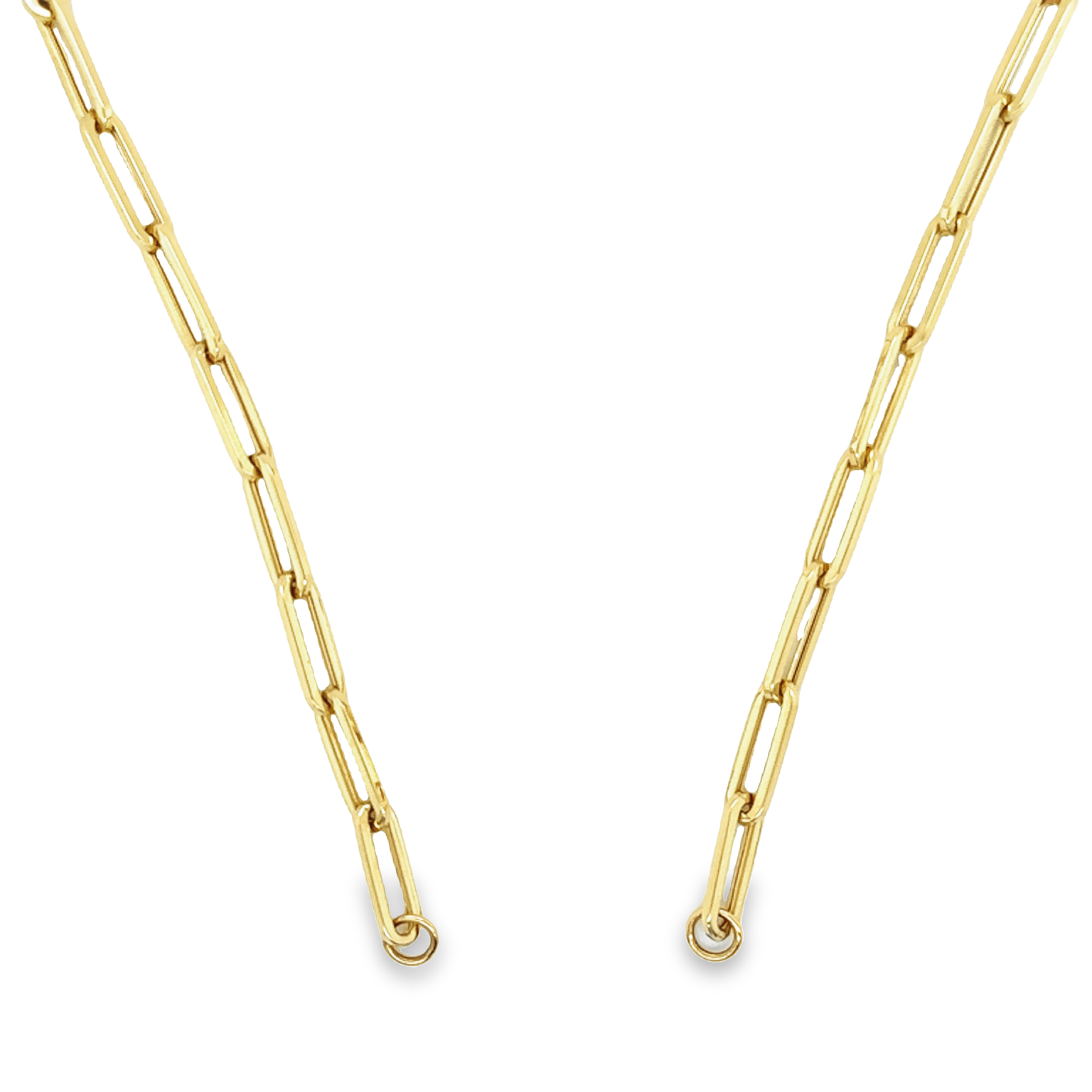 14K Gold Open End Paper Clip Link Chain Necklace M / 16" / Yellow Gold Izakov Diamonds + Fine Jewelry