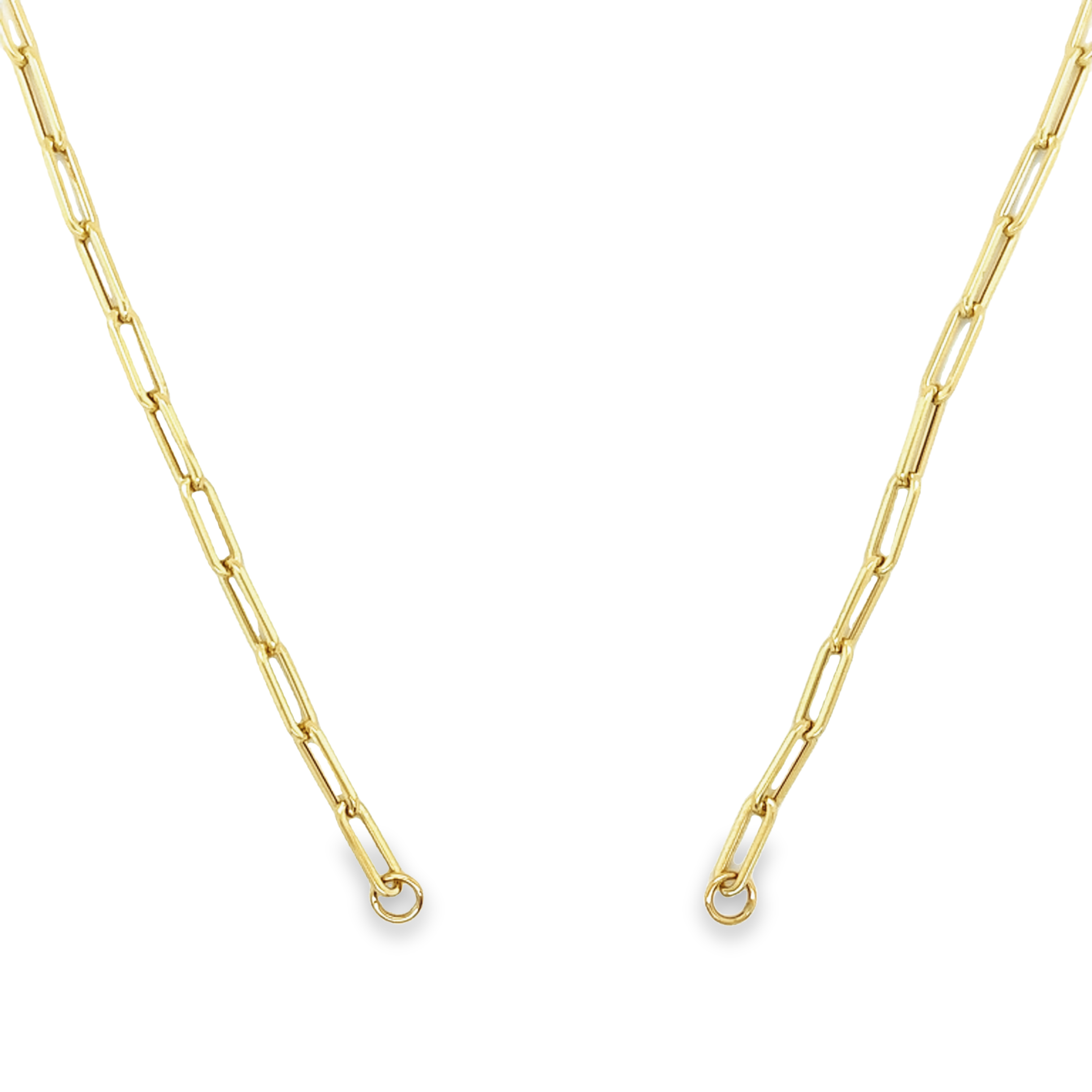 14K Gold Open End Paper Clip Link Chain Necklace S / 16" / Yellow Gold Izakov Diamonds + Fine Jewelry