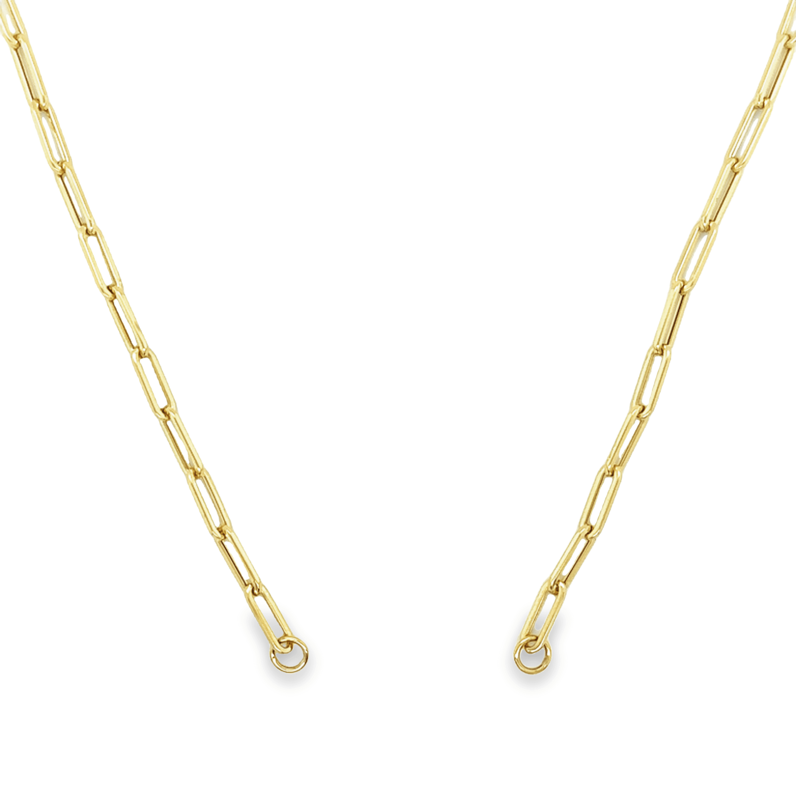 14K Gold Open End Paper Clip Link Chain Necklace - Necklaces - Izakov Diamonds + Fine Jewelry