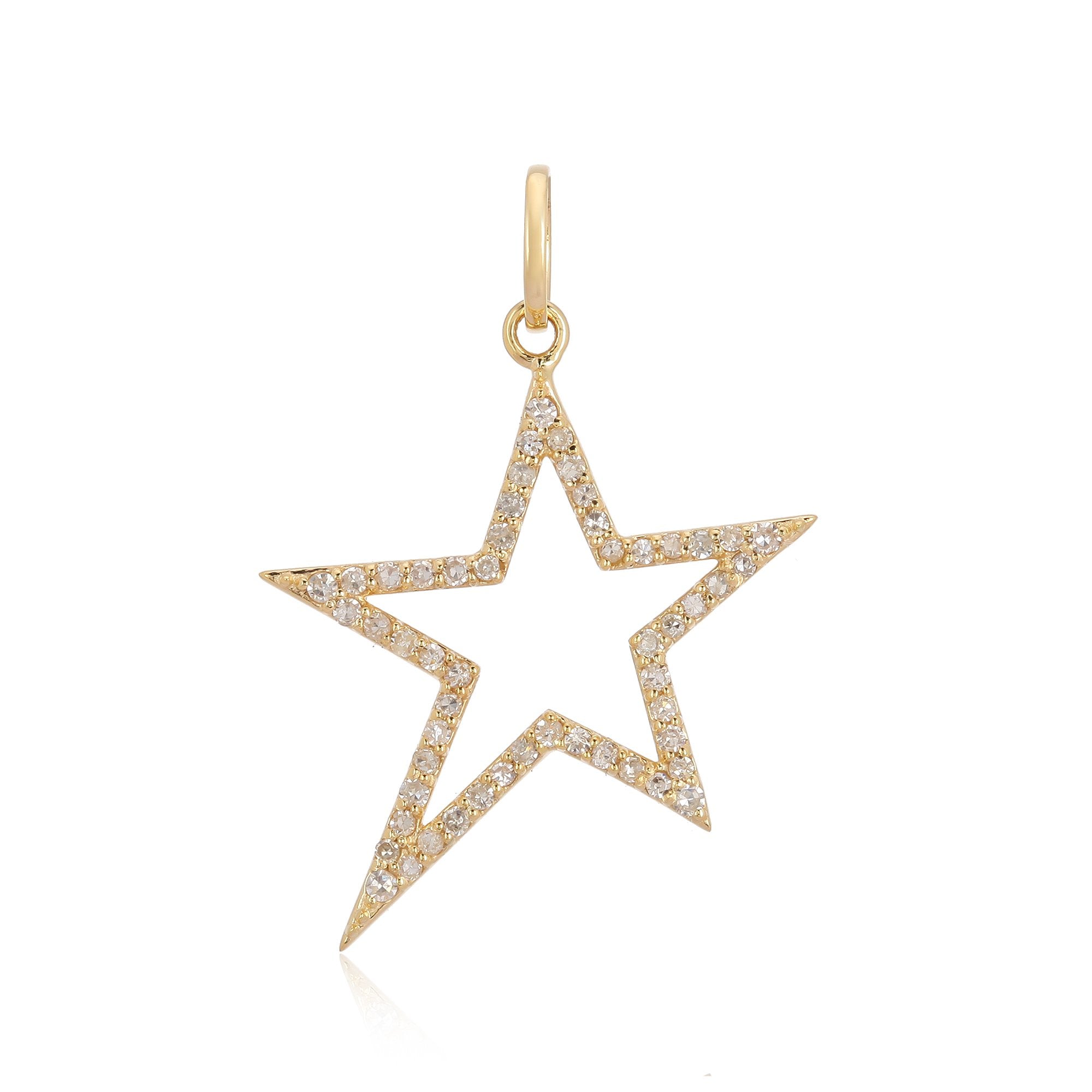 14K Gold Open Star Diamond Necklace Charm Yellow Gold Izakov Diamonds + Fine Jewelry