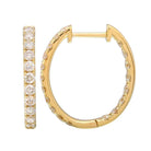 14K Gold Oval Inside-Out Diamond Hoops Yellow Gold Izakov Diamonds + Fine Jewelry