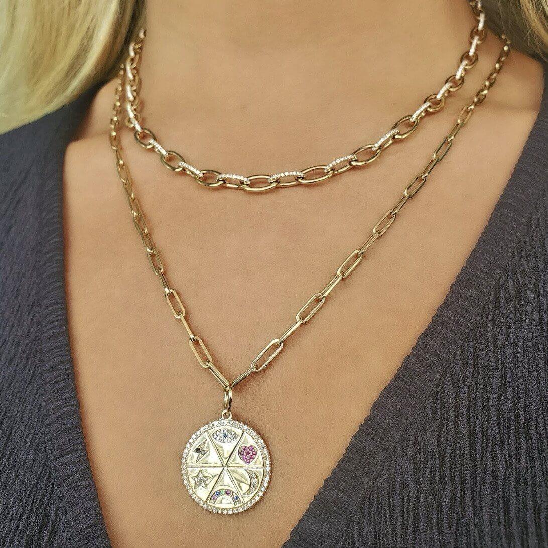 14K Gold Oval Link Diamond Necklace - Necklaces - Izakov Diamonds + Fine Jewelry