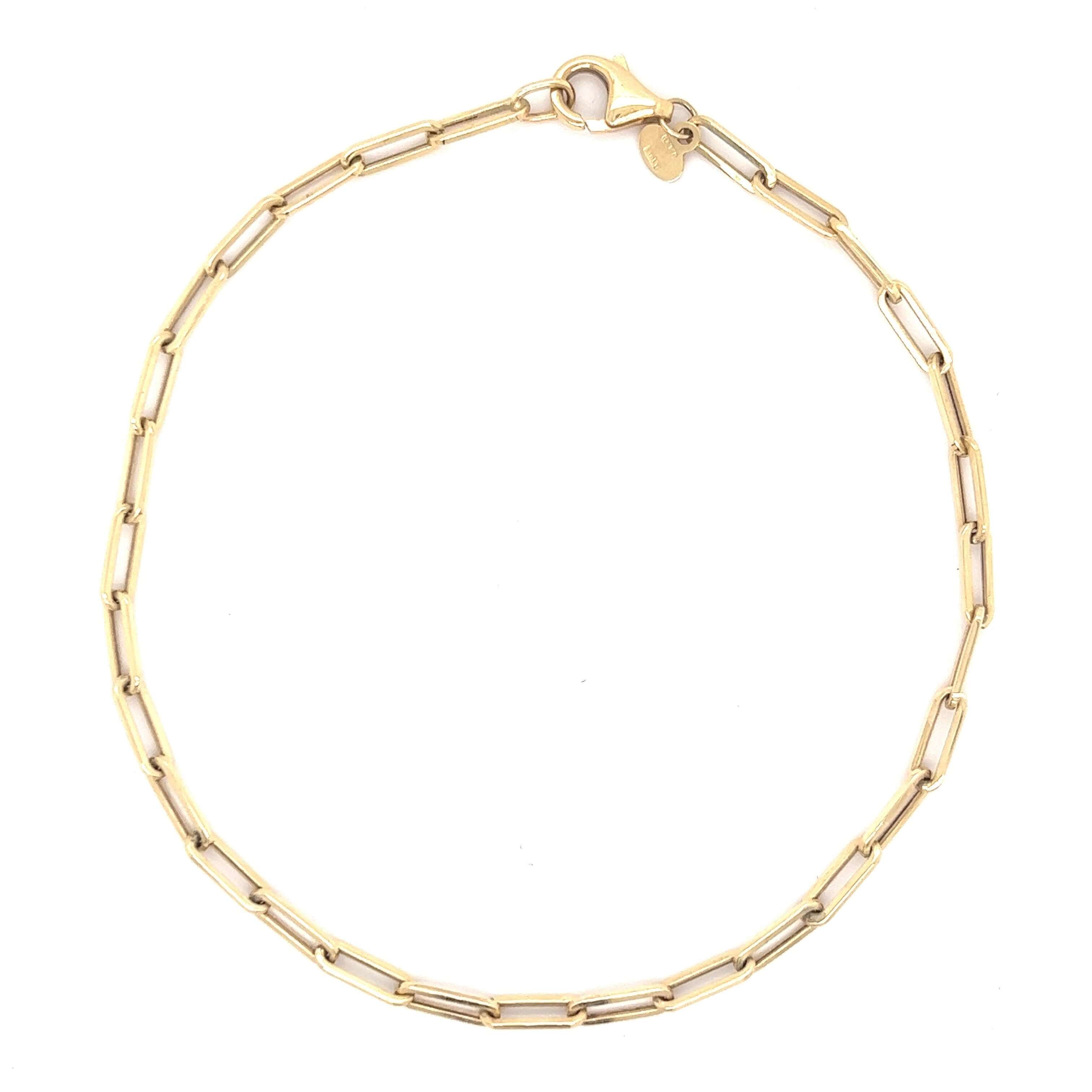 14K Gold Paper Clip Link Anklet - Anklets - Izakov Diamonds + Fine Jewelry