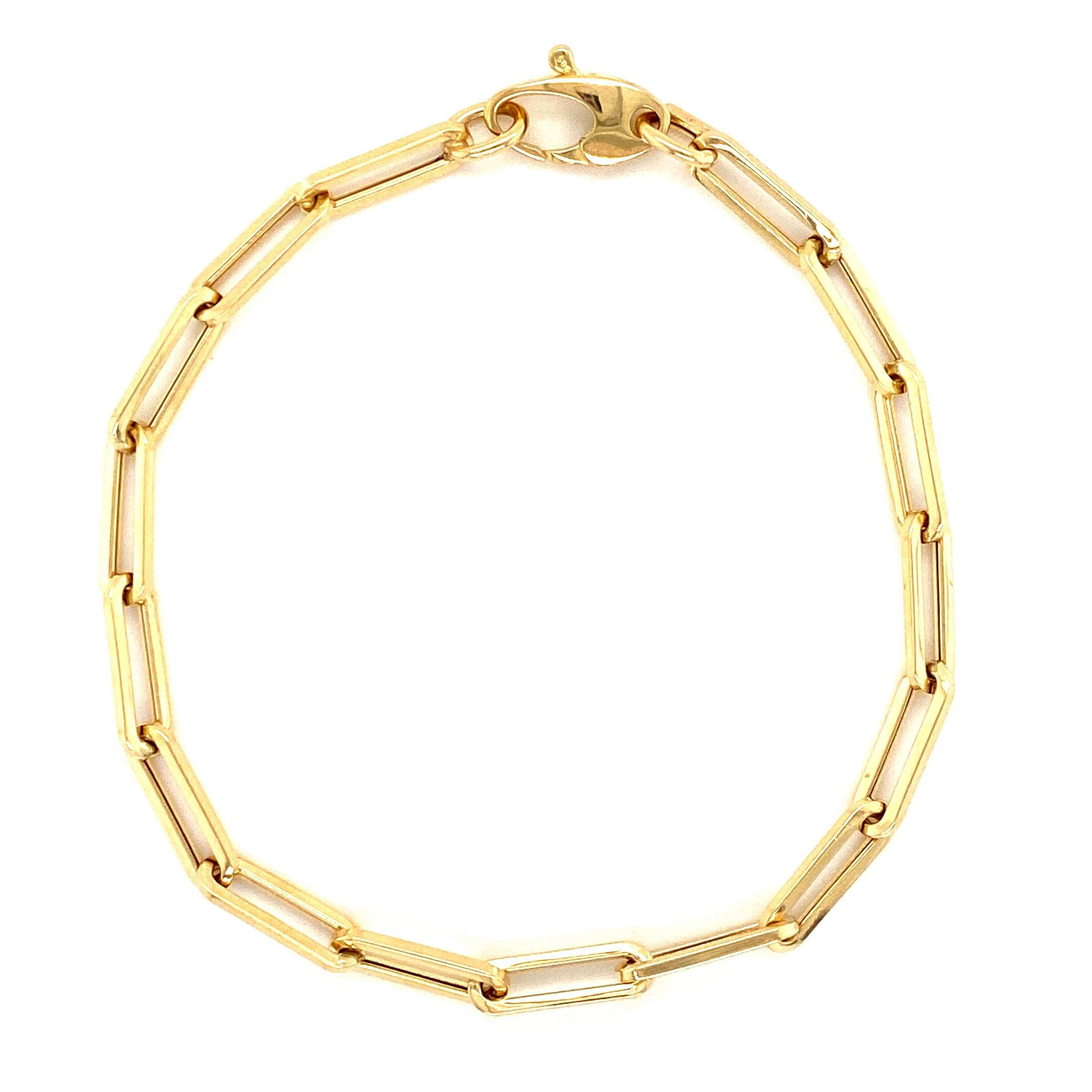 14K Gold Paper Clip Link Chain Bracelet M / 7" / Yellow Gold Izakov Diamonds + Fine Jewelry