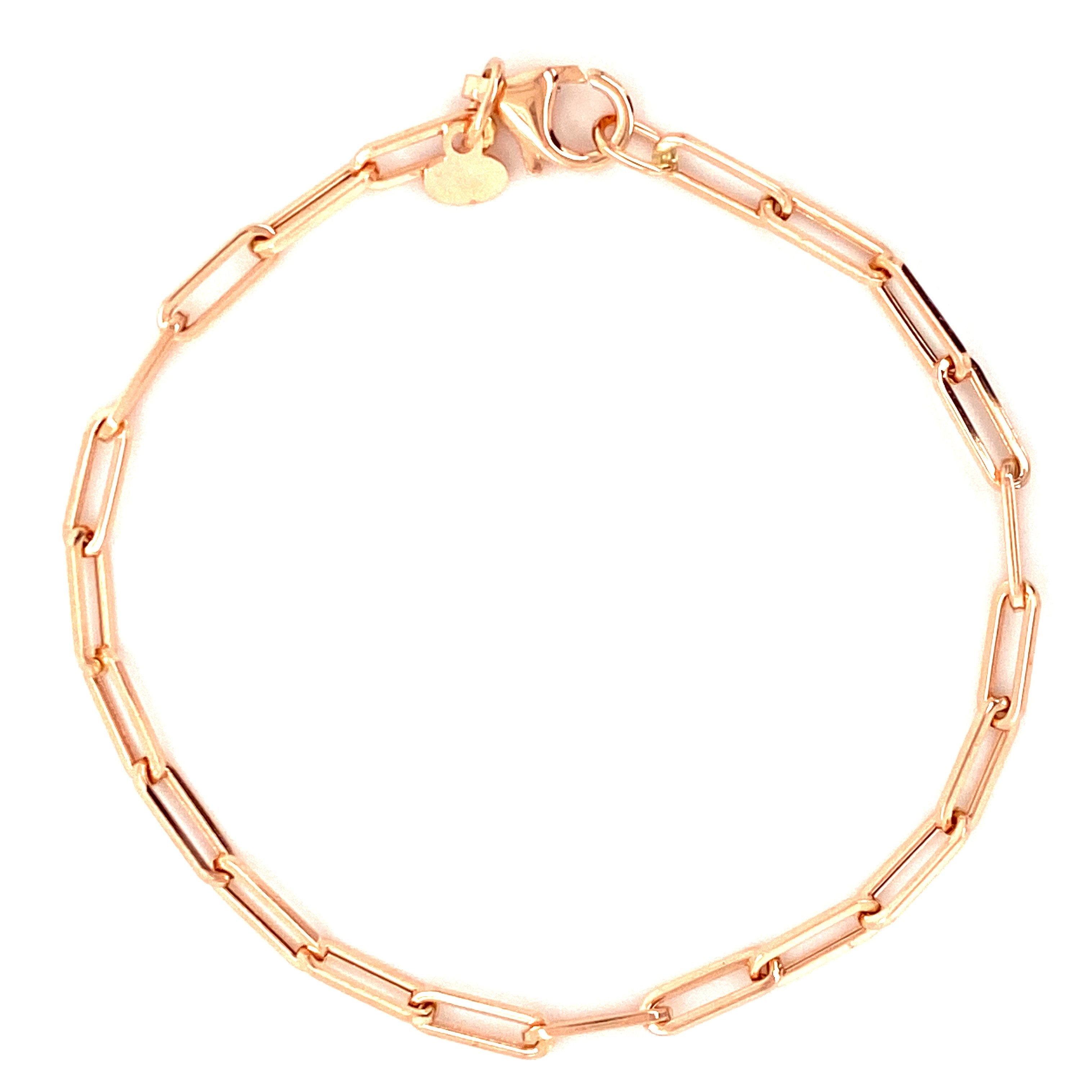 14K Gold Paper Clip Link Chain Bracelet S / 7" / Rose Gold Izakov Diamonds + Fine Jewelry