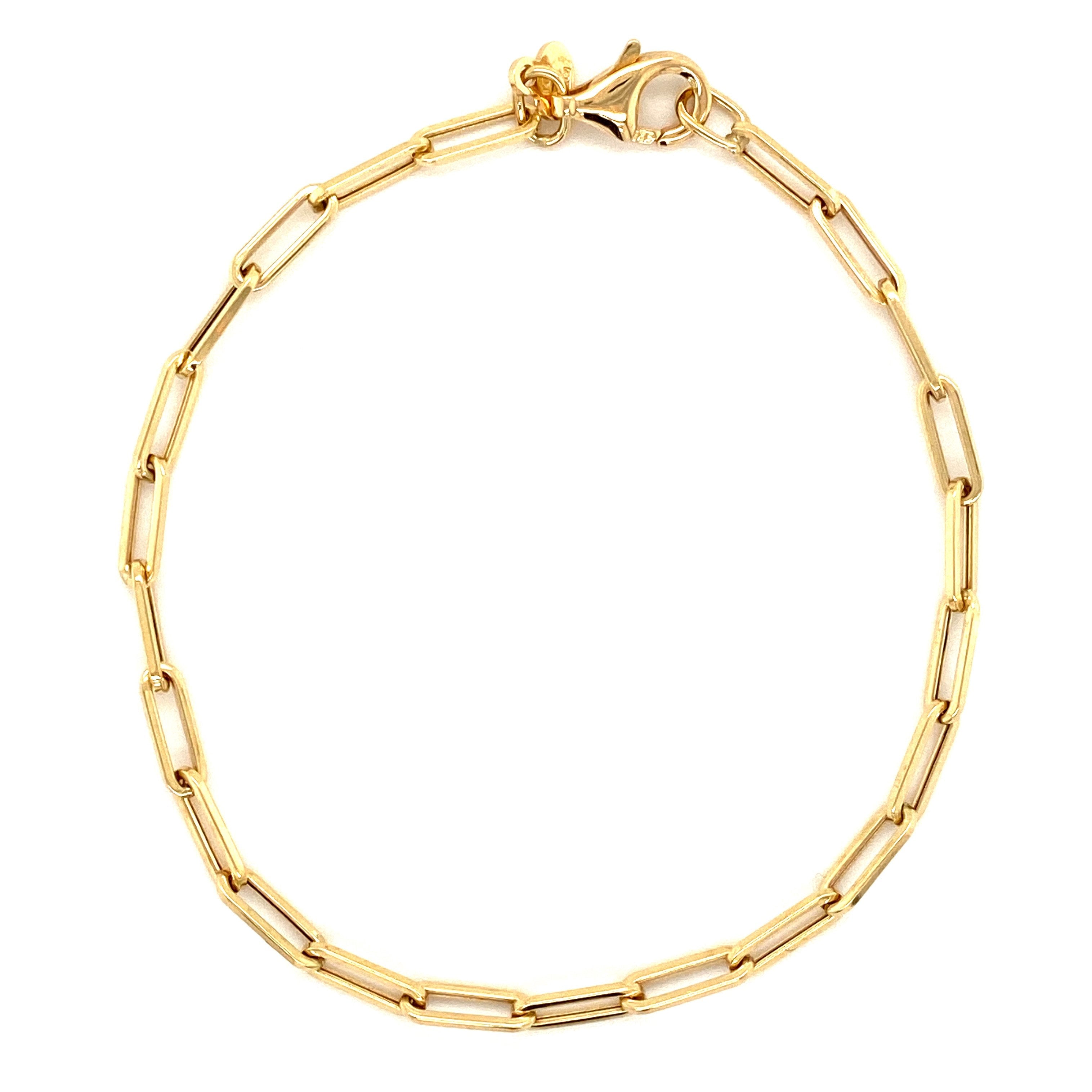 14K Gold Paper Clip Link Chain Bracelet S / 7" / Yellow Gold Izakov Diamonds + Fine Jewelry