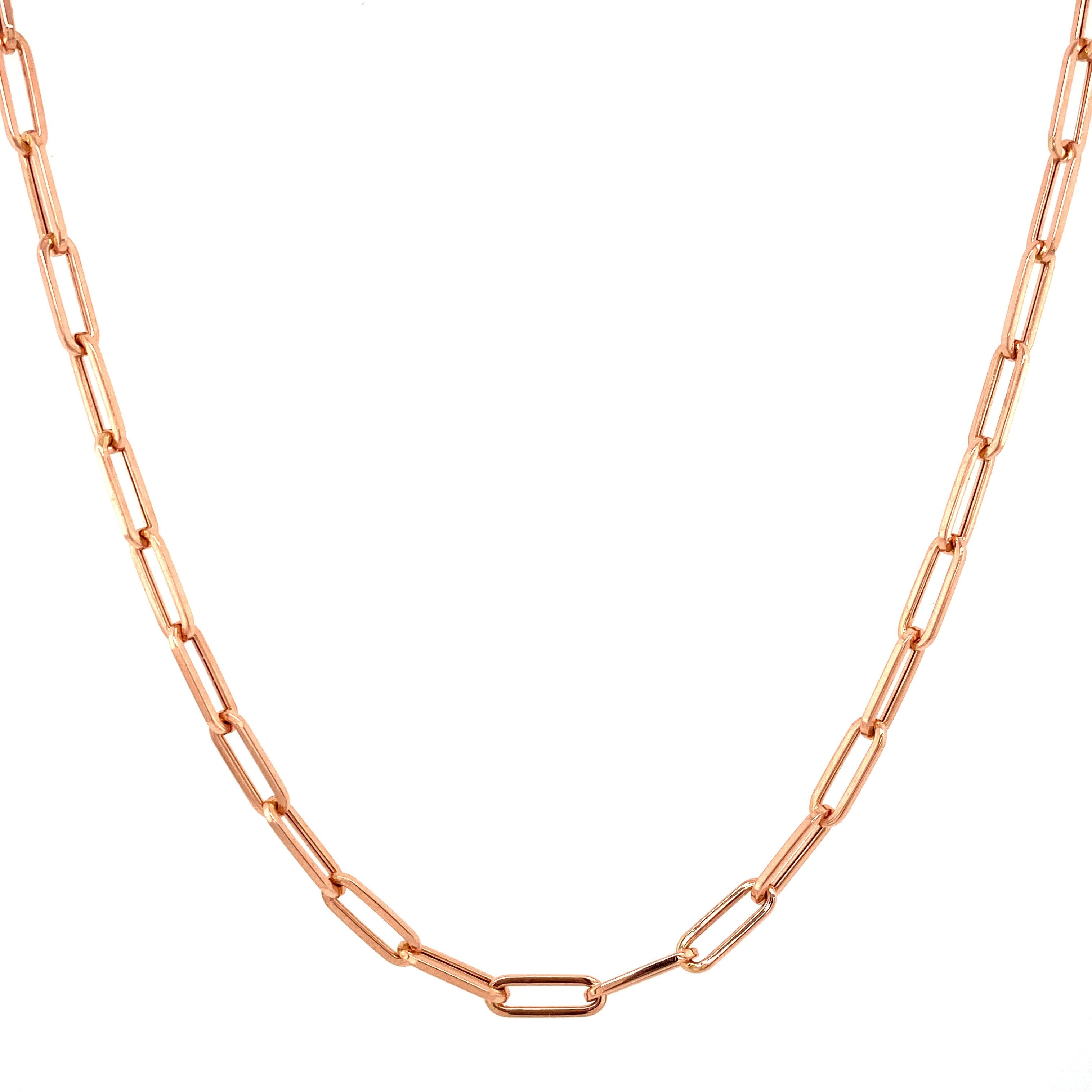 14K Gold Paper Clip Link Chain Necklace S / 16" / Rose Gold Izakov Diamonds + Fine Jewelry