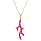 14K Gold Micro Pave Ruby Coral Necklace Yellow Gold Izakov Diamonds + Fine Jewelry