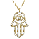 14K Gold Pave Diamond Evil Eye Hamsa Necklace Izakov Diamonds + Fine Jewelry