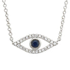14K Gold Pave Diamond Evil Eye Necklace White Gold Izakov Diamonds + Fine Jewelry