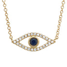 14K Gold Pave Diamond Evil Eye Necklace Yellow Gold Izakov Diamonds + Fine Jewelry