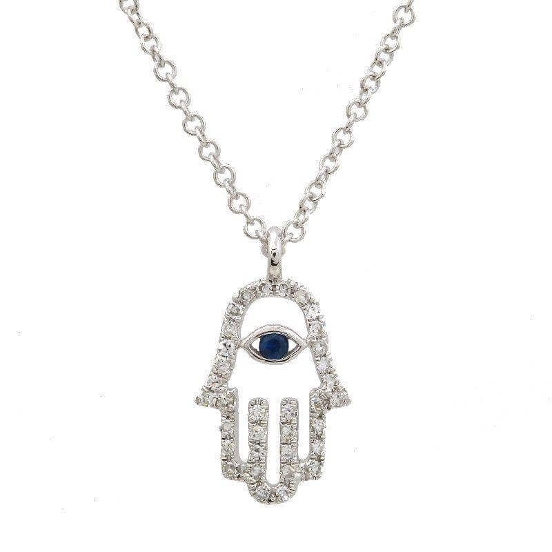 14K Gold Pave Diamond Hamsa Necklace - Necklaces - Izakov Diamonds + Fine Jewelry