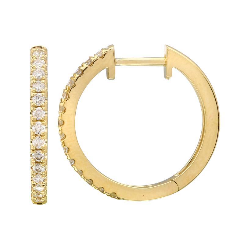 14K Gold Pave Diamond Huggie Earrings (17mm) Yellow Gold Izakov Diamonds + Fine Jewelry