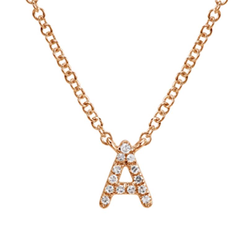 14K Gold Pave Diamond Initial Necklace A / Rose Gold Izakov Diamonds + Fine Jewelry