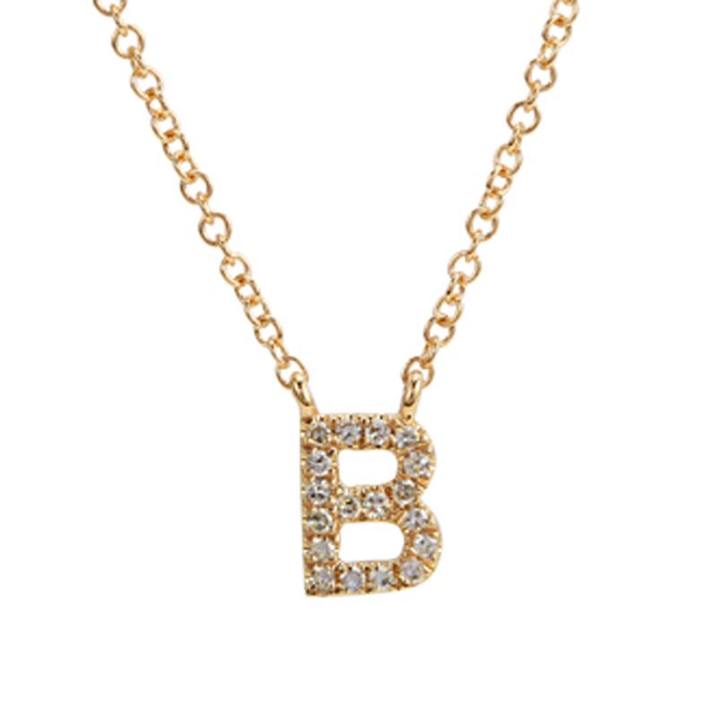 14K Gold Pave Diamond Initial Necklace B / Yellow Gold Izakov Diamonds + Fine Jewelry
