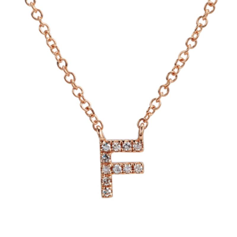 14K Gold Pave Diamond Initial Necklace F / Rose Gold Izakov Diamonds + Fine Jewelry