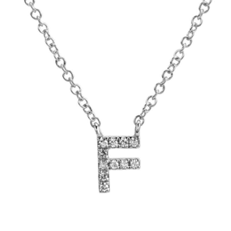 14K Gold Pave Diamond Initial Necklace F / White Gold Izakov Diamonds + Fine Jewelry