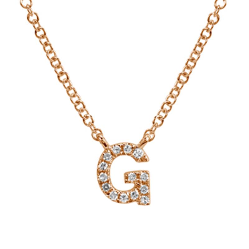 14K Gold Pave Diamond Initial Necklace G / Rose Gold Izakov Diamonds + Fine Jewelry