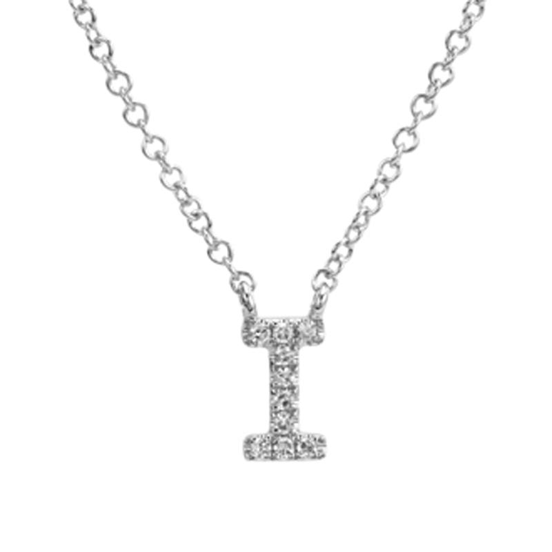 14K Gold Pave Diamond Initial Necklace I / White Gold Izakov Diamonds + Fine Jewelry