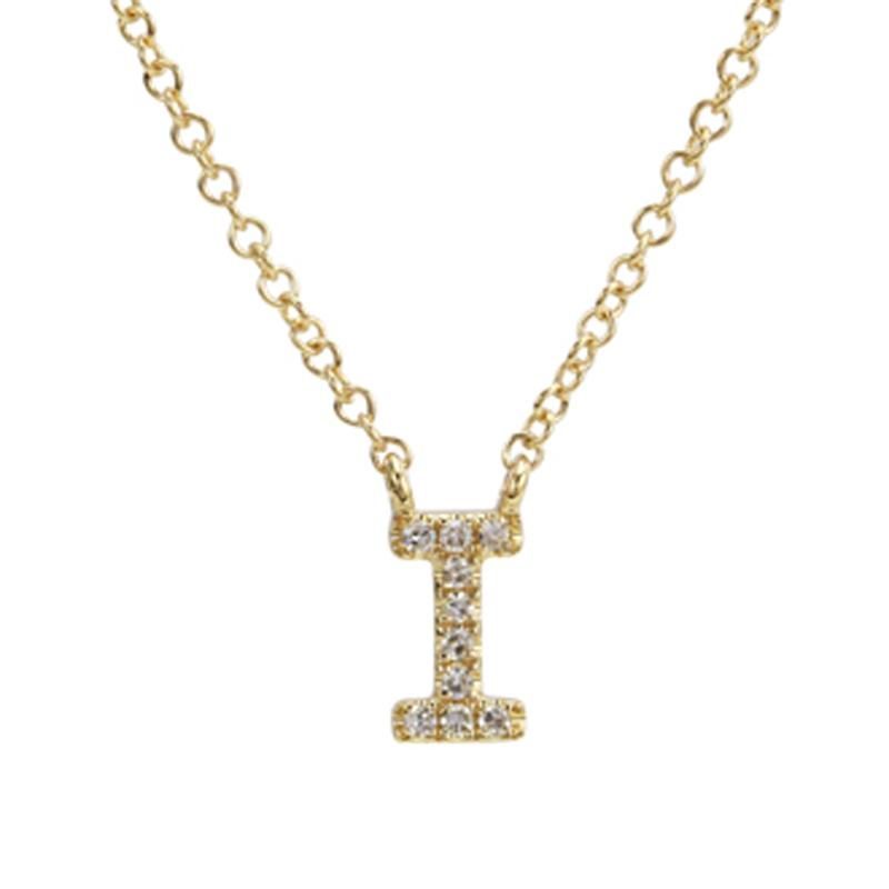 14K Gold Pave Diamond Initial Necklace I / Yellow Gold Izakov Diamonds + Fine Jewelry