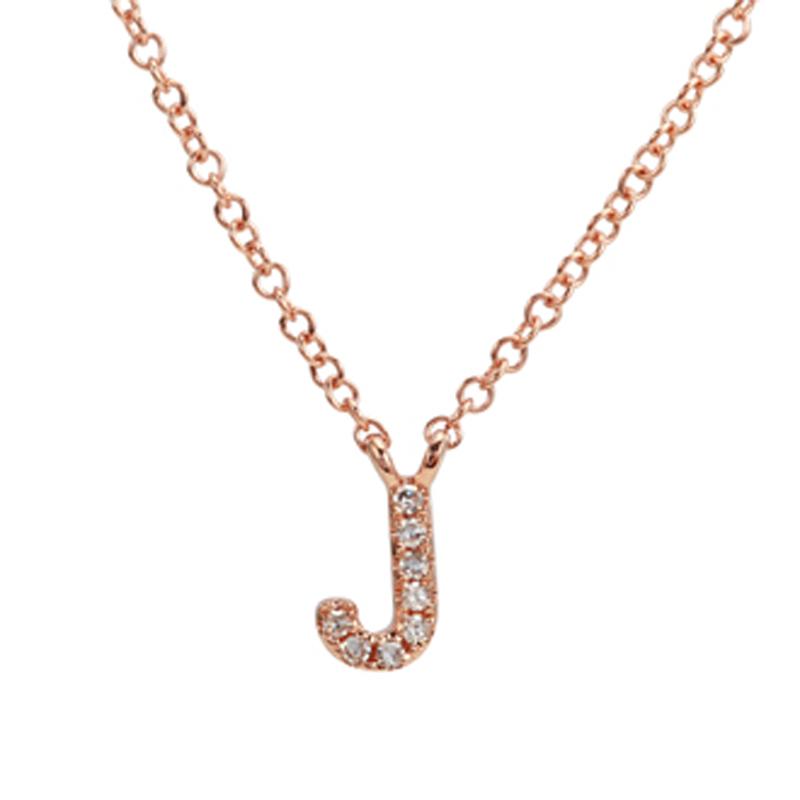 14K Gold Pave Diamond Initial Necklace J / Rose Gold Izakov Diamonds + Fine Jewelry