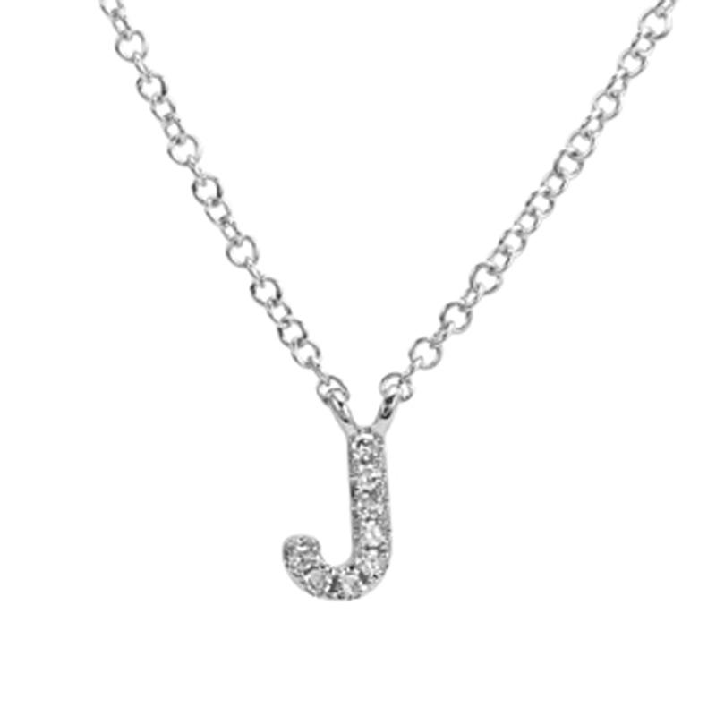 14K Gold Pave Diamond Initial Necklace J / White Gold Izakov Diamonds + Fine Jewelry