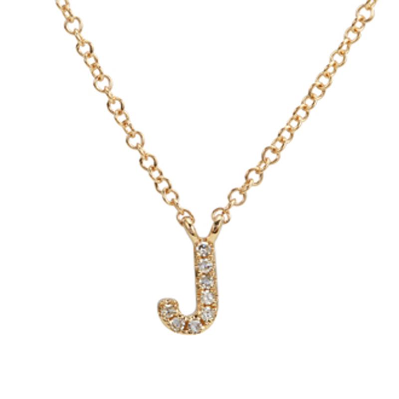 14K Gold Pave Diamond Initial Necklace J / Yellow Gold Izakov Diamonds + Fine Jewelry