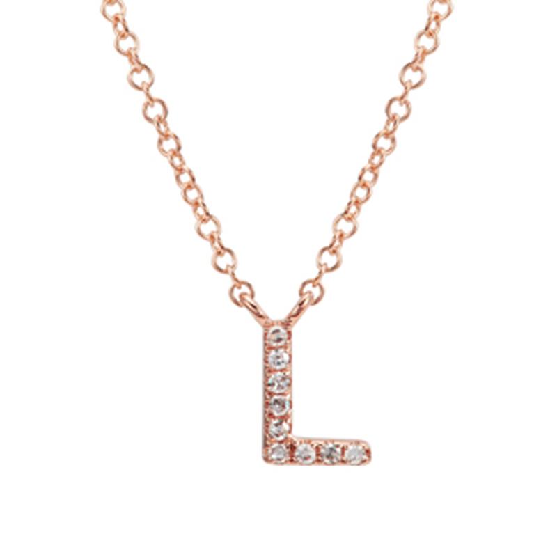 14K Gold Pave Diamond Initial Necklace L / Rose Gold Izakov Diamonds + Fine Jewelry