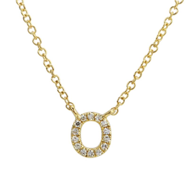 14K Gold Pave Diamond Initial Necklace O / Yellow Gold Izakov Diamonds + Fine Jewelry