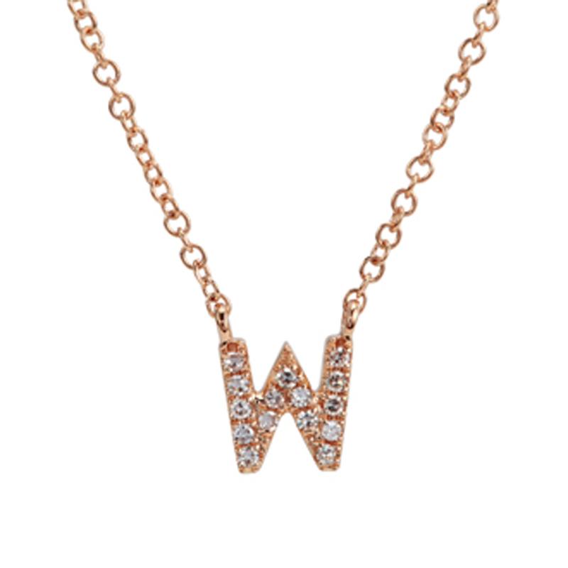 14K Gold Pave Diamond Initial Necklace W / Rose Gold Izakov Diamonds + Fine Jewelry