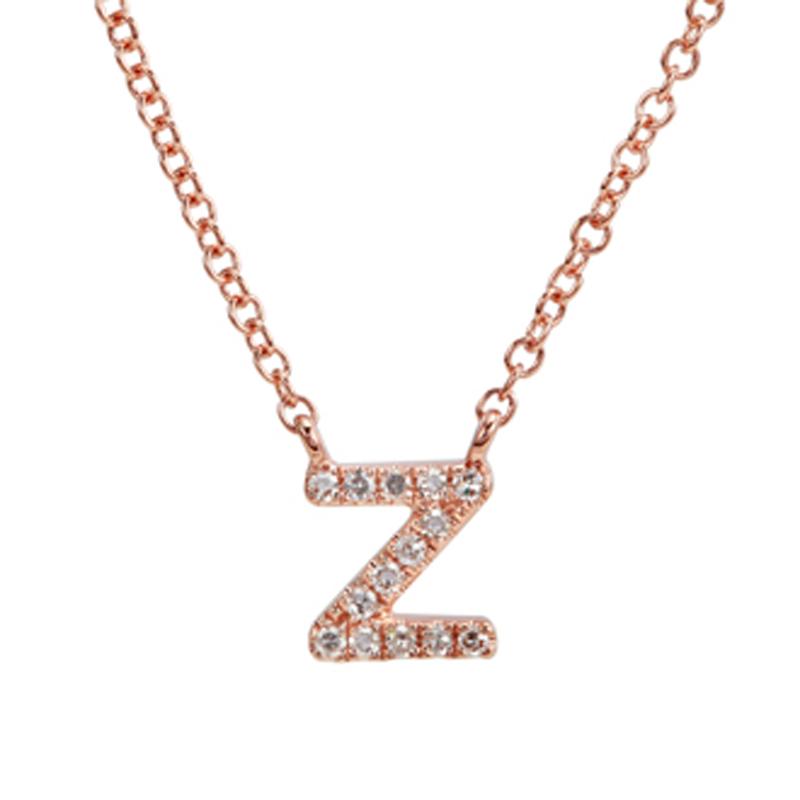 14K Gold Pave Diamond Initial Necklace Z / Rose Gold Izakov Diamonds + Fine Jewelry