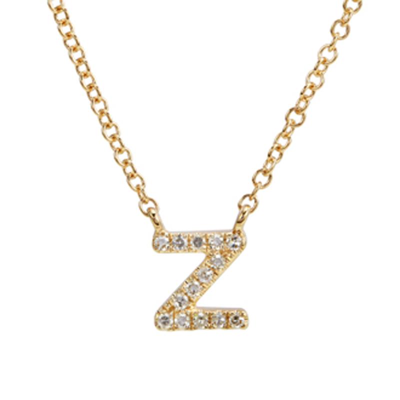 14K Gold Pave Diamond Initial Necklace Z / Yellow Gold Izakov Diamonds + Fine Jewelry