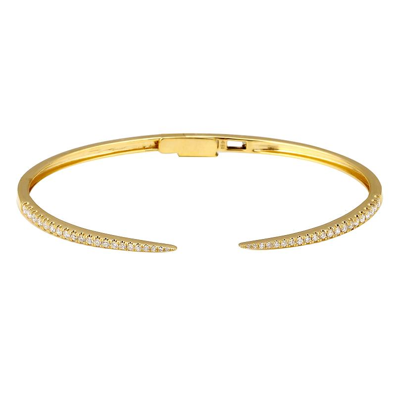 14K Gold Pave Diamond Mini Claw Cuff Bracelet Yellow Gold Izakov Diamonds + Fine Jewelry