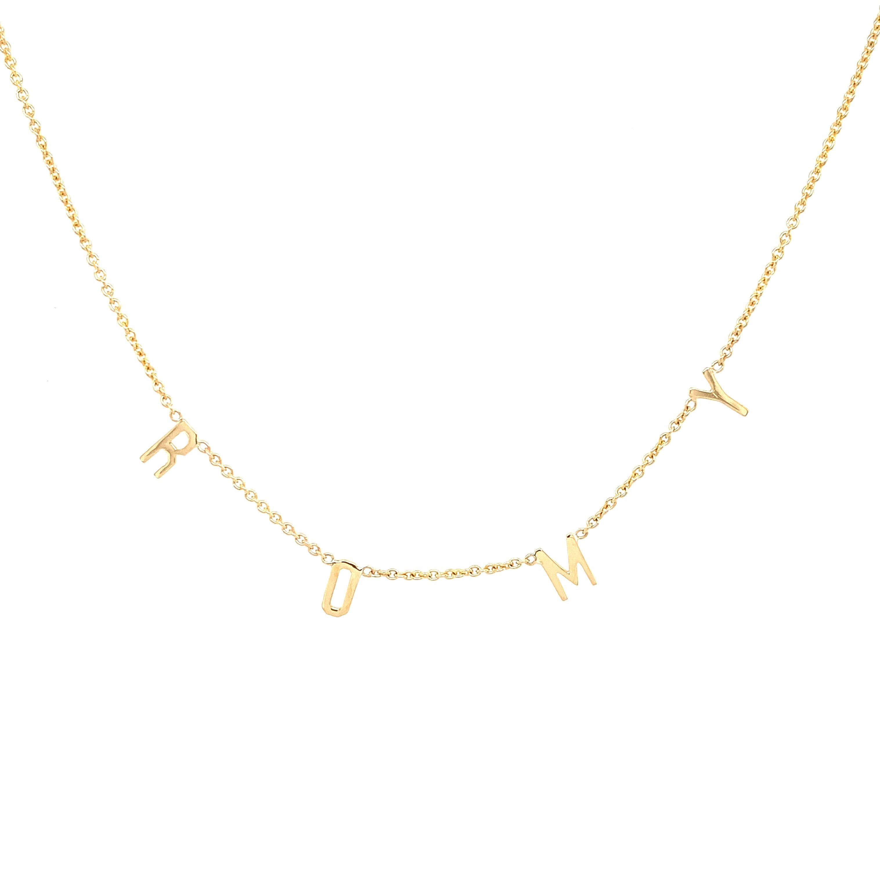 14K Gold Personalized Block Name Necklace 4 Letters / Yellow Gold Izakov Diamonds + Fine Jewelry