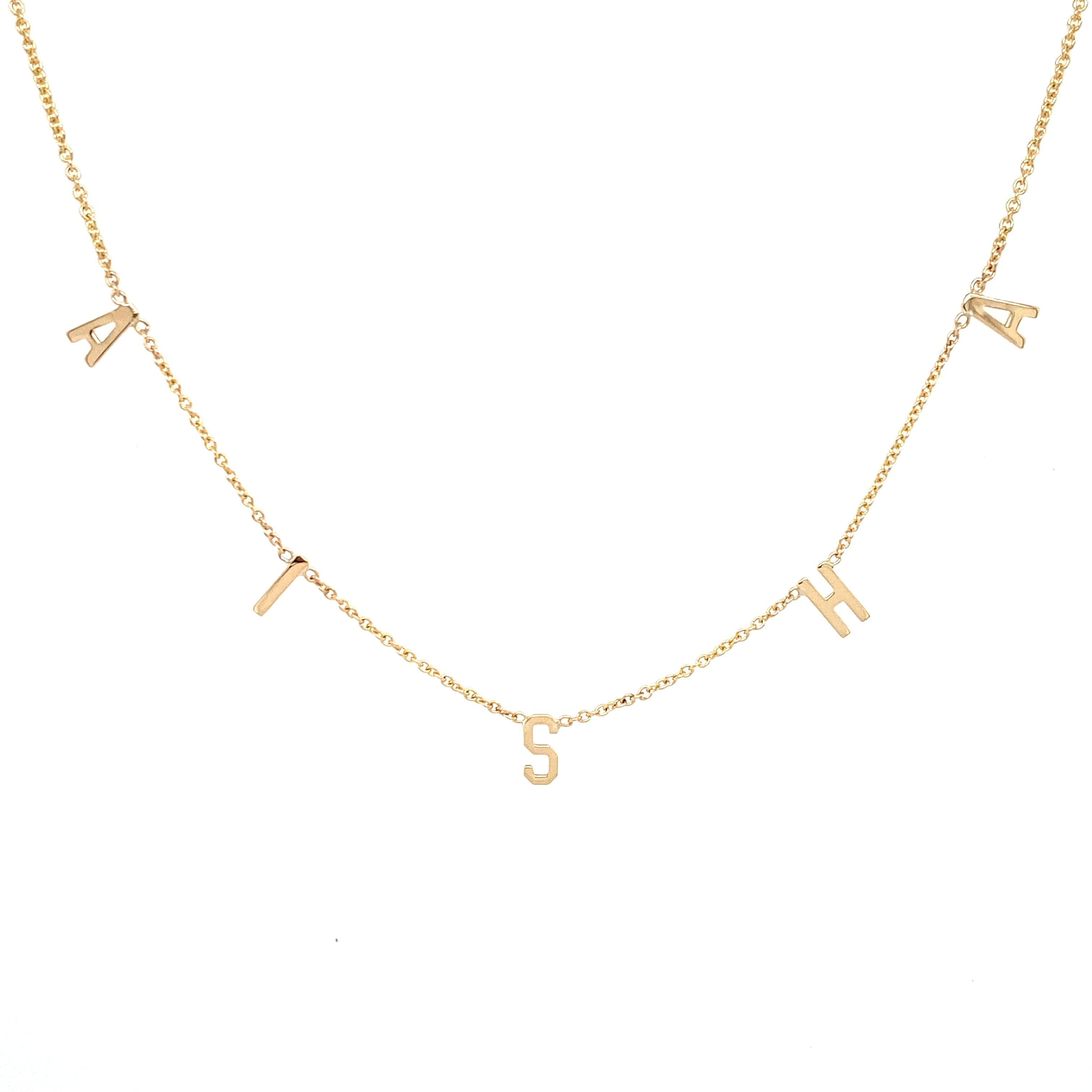 14K Gold Personalized Block Name Necklace 5 Letters / Yellow Gold Izakov Diamonds + Fine Jewelry