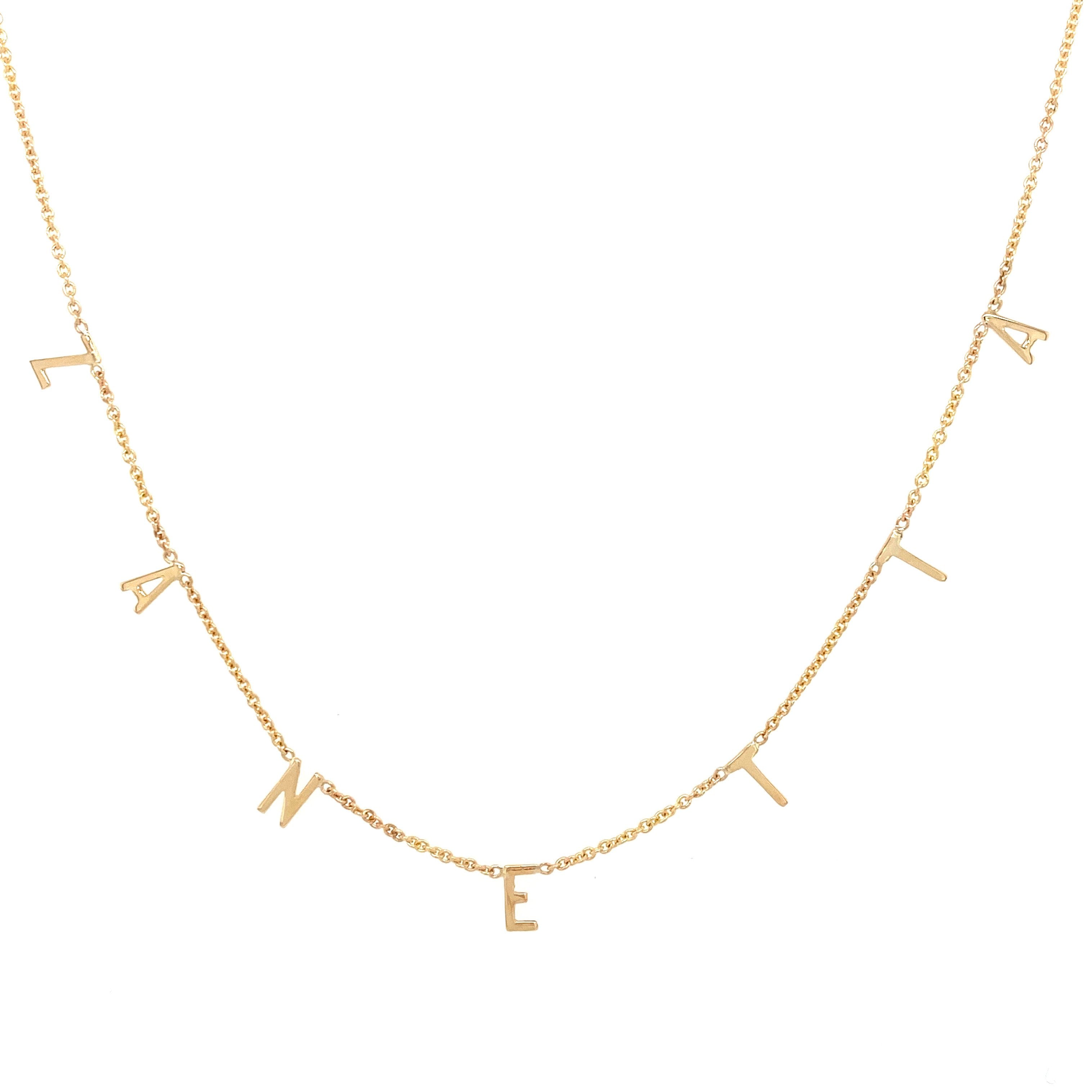 14K Gold Personalized Block Name Necklace 7 Letters / Yellow Gold Izakov Diamonds + Fine Jewelry