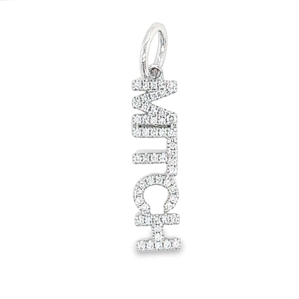 14K Gold Personalized Diamond Block Nameplate Charm - Charms & Pendants - Izakov Diamonds + Fine Jewelry