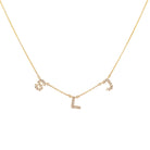14K Gold Personalized Diamond Block Name Necklace 3 Letters / Yellow Gold Izakov Diamonds + Fine Jewelry