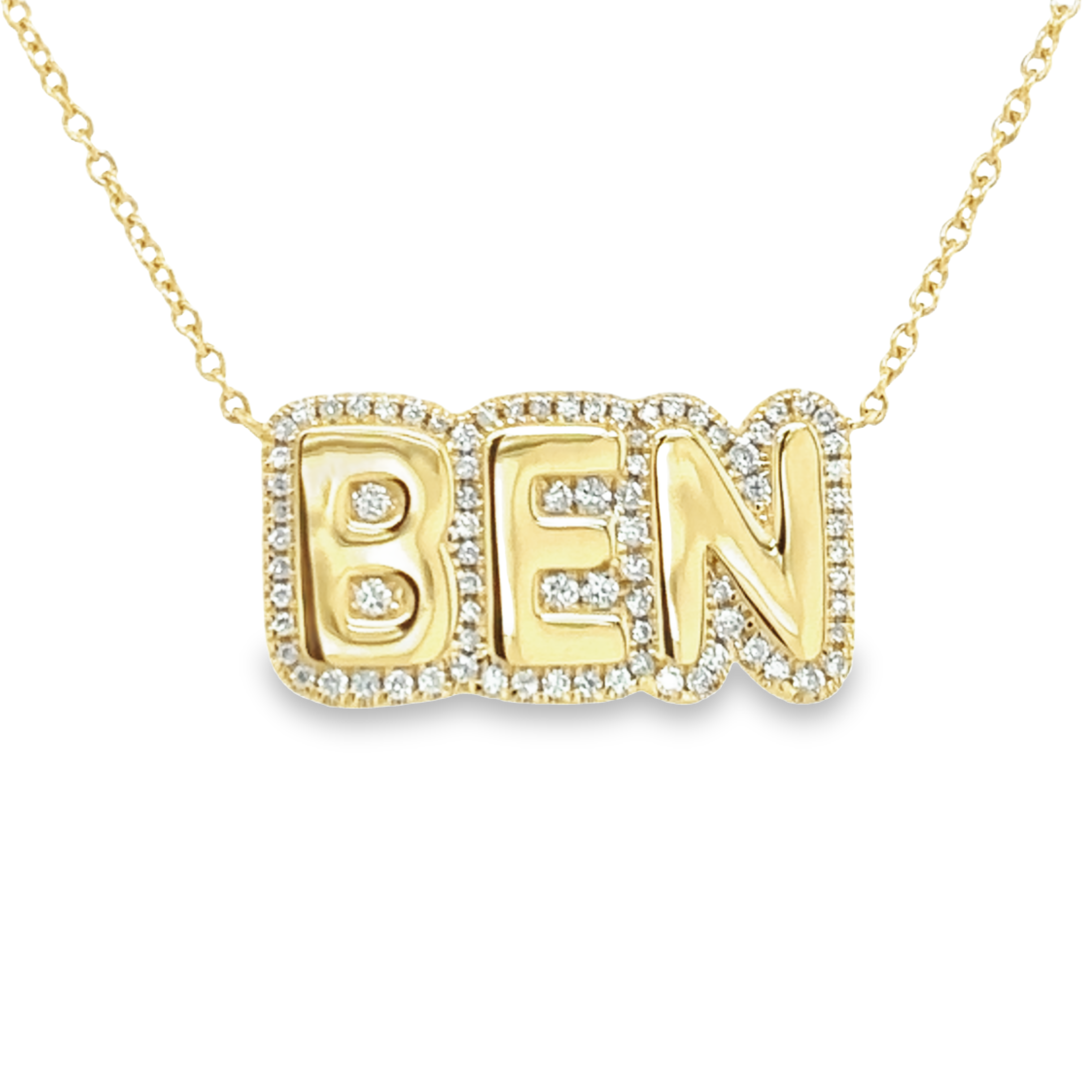 14K Gold Personalized Diamond Cloud Nameplate Necklace Izakov Diamonds + Fine Jewelry