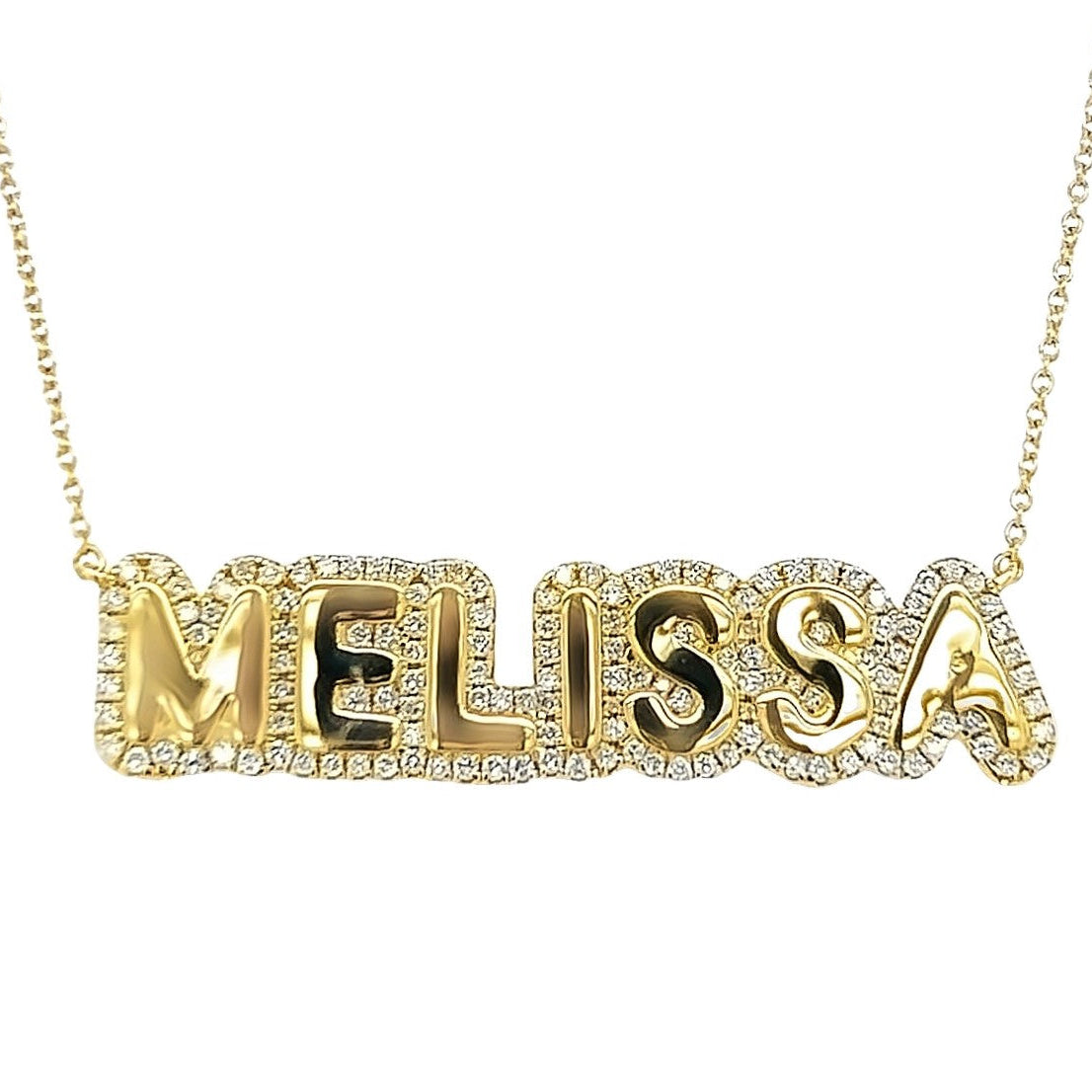 14K Gold Personalized Diamond Cloud Nameplate Necklace Necklaces by Izakov Diamonds + Fine Jewelry | Izakov