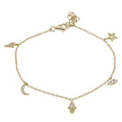 14K Gold Petite Charms Diamond Bracelet Yellow Gold Izakov Diamonds + Fine Jewelry