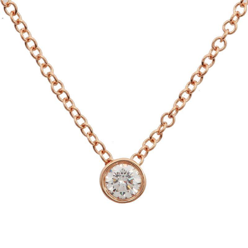 14K Gold Petite Diamond Bezel Necklace Rose Gold Izakov Diamonds + Fine Jewelry