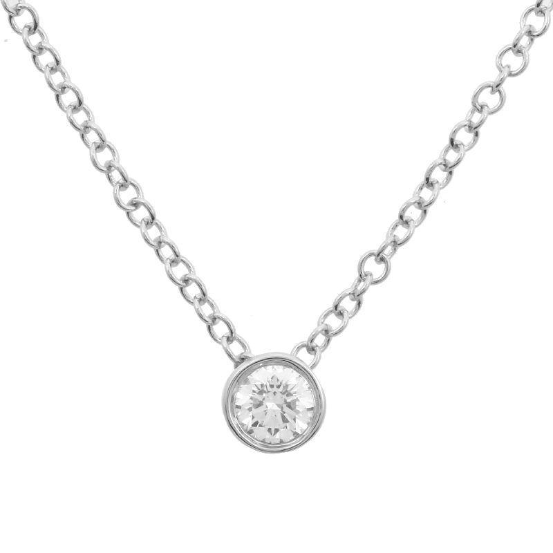 14K Gold Petite Diamond Bezel Necklace White Gold Izakov Diamonds + Fine Jewelry