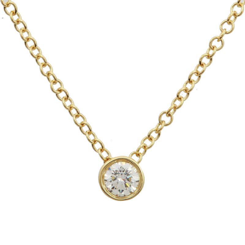 14K Gold Petite Diamond Bezel Necklace - Necklaces - Izakov Diamonds + Fine Jewelry