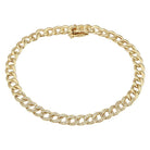 14K Gold Petite Micro Pave Diamond Cuban Link Bracelet Yellow Gold Izakov Diamonds + Fine Jewelry